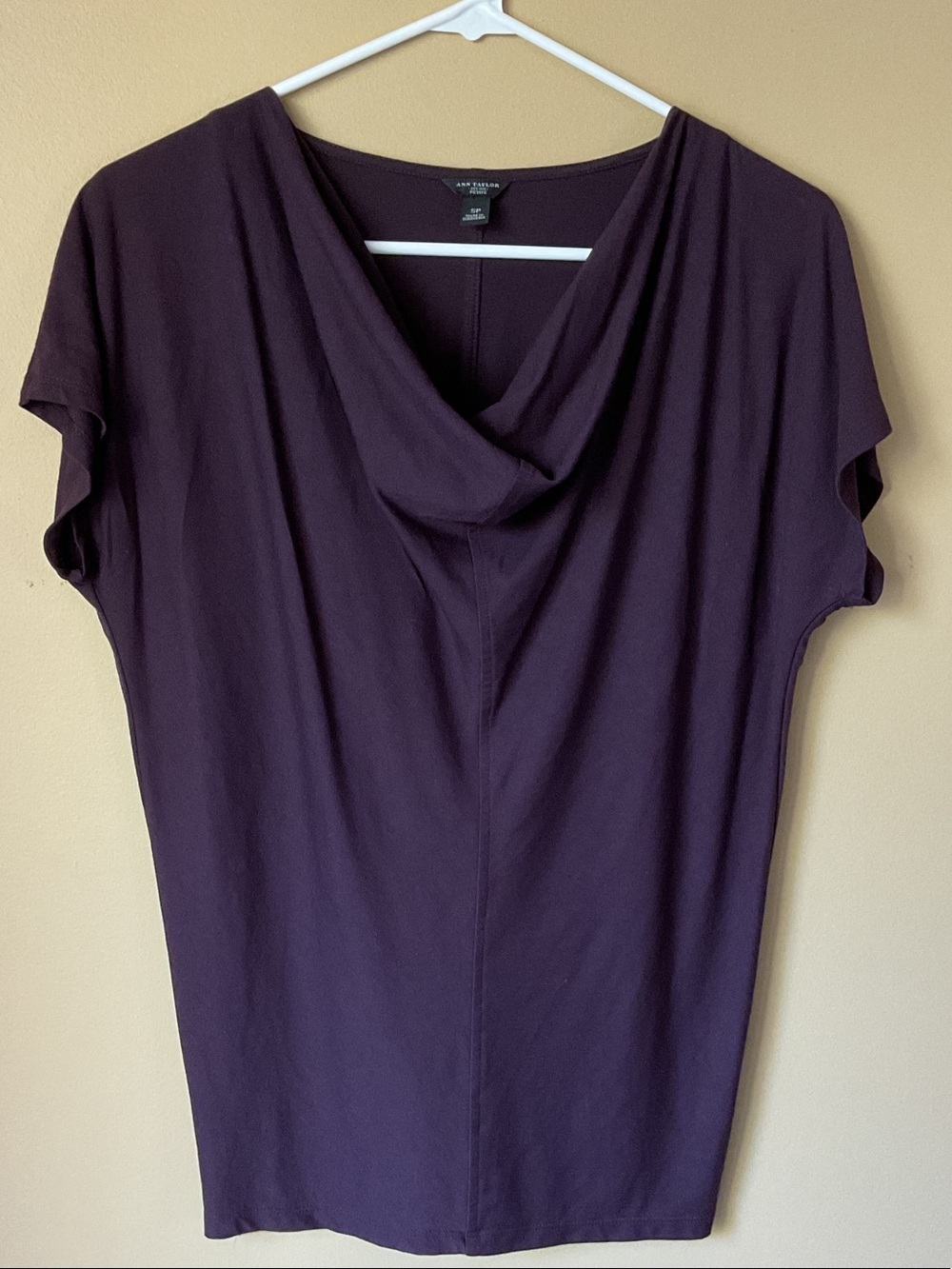 Bundle Ann Taylor Deep Plum/Grey Drape-Neck Short Sleeve Tunic Size PS
